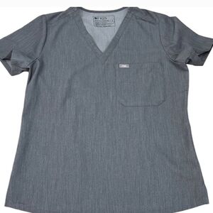 FIGS Women's Gray Catarina Small V-Neck Shirt